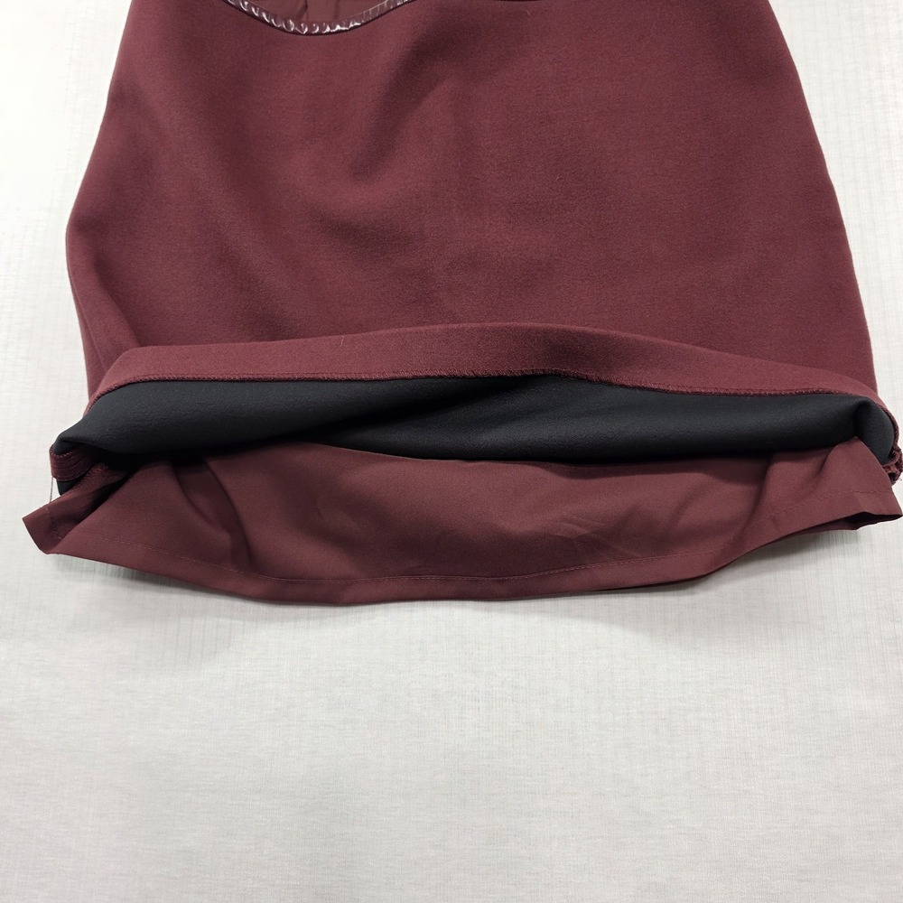 White House Black Market Maroon Faux Suede Boot Skirt Size 10 NWT Smart Casual - Picture 8 of 12